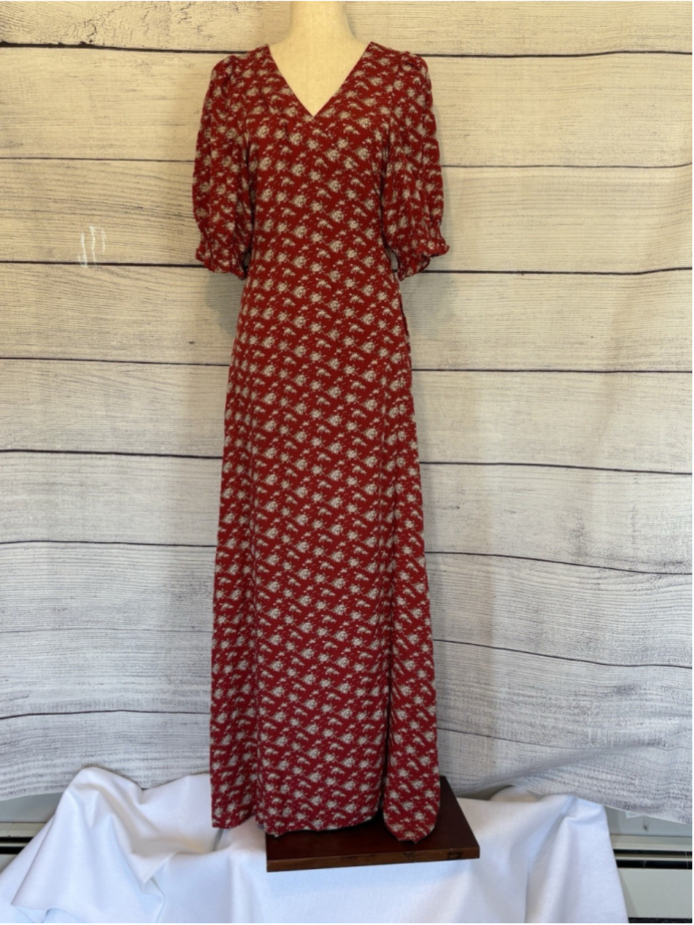 Natural Life Sophia Wrap Maxi Dress Sz Lg Red Floral Boho Cottagecore V-Neck - Picture 4 of 8